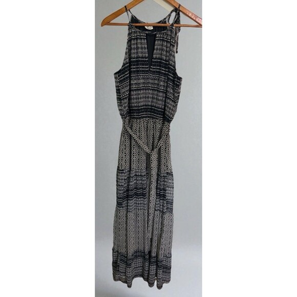 Lovestitch Dress Size M Black Boho Maxi Sleeveless Print Halter Tiered NWT - Picture 1 of 5
